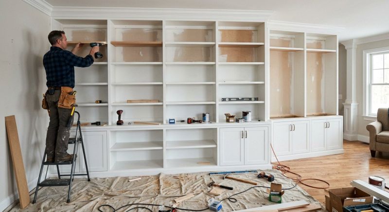 Custom Bookcase Installation in Durham, NC