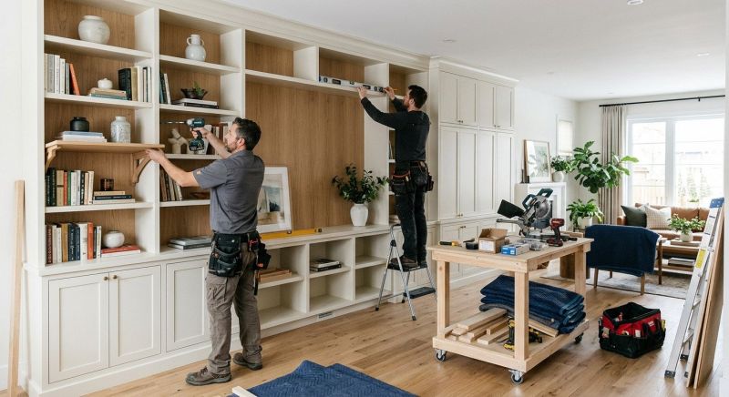 Built In Bookcase Installation in Durham, NC